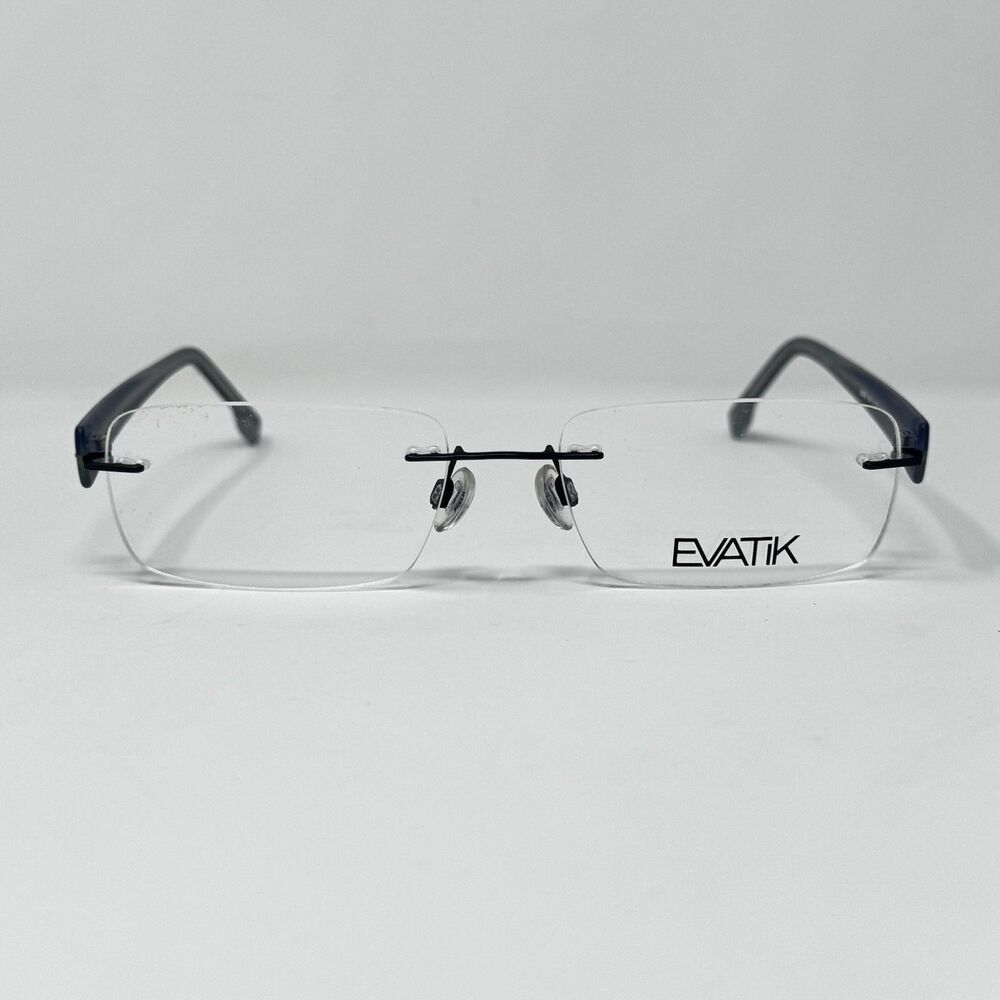 EVATIK 9044 Col 323 Blue Rimless Eyeglass Frames 54-17-145 New